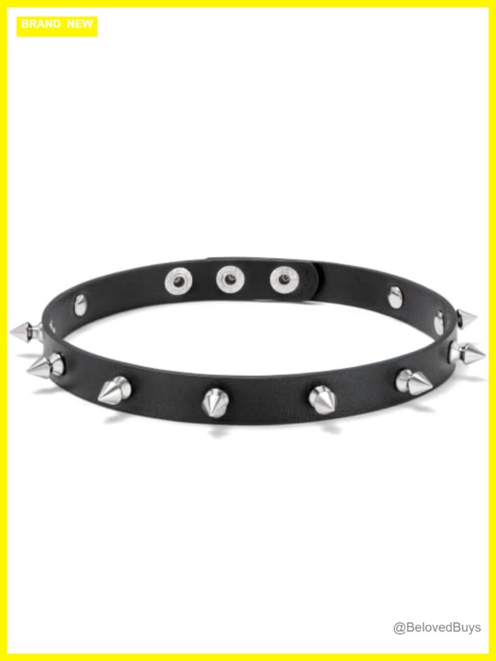 Gothic Spiked Choker Necklace Adjustable Faux Leather Punk Collar